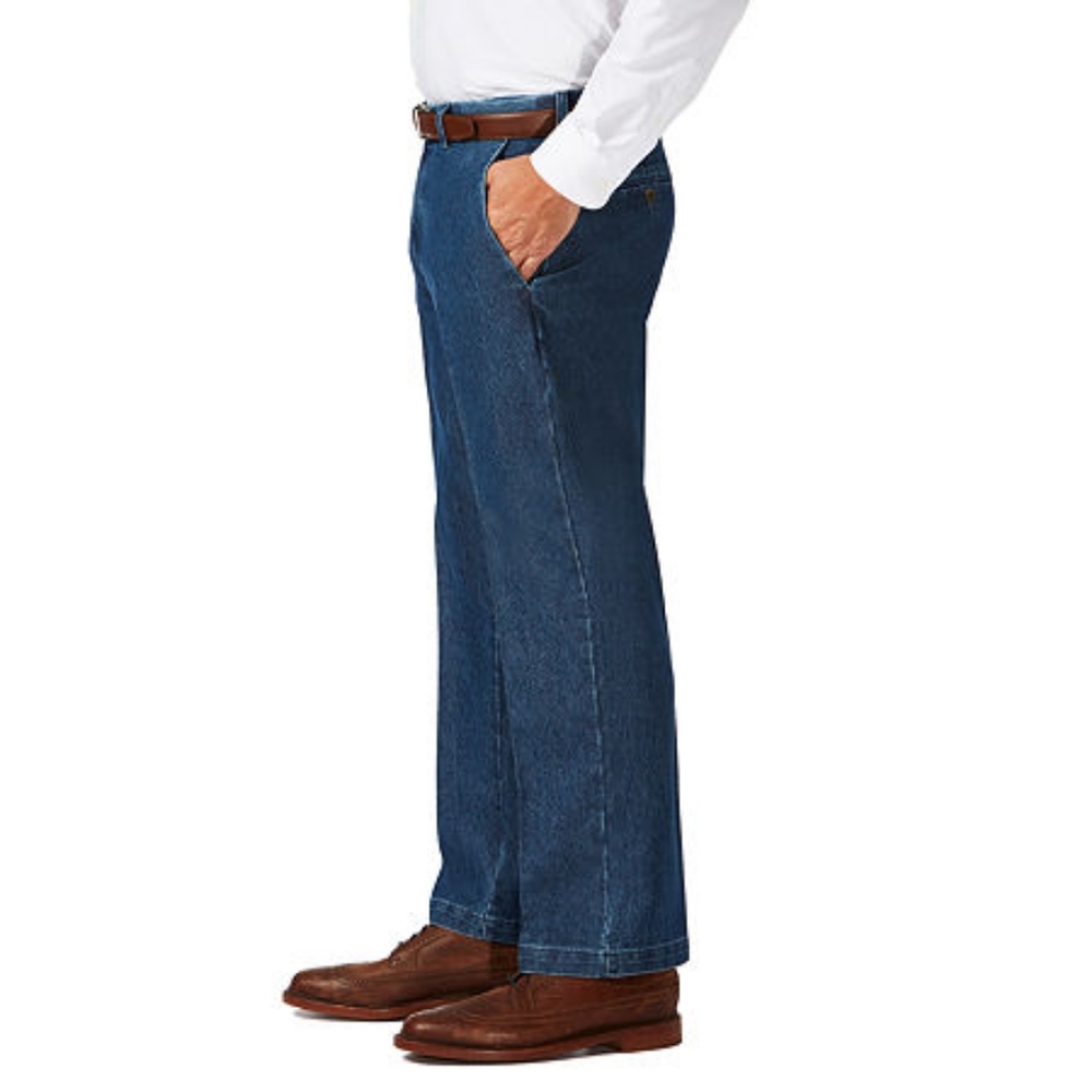 Big & Tall Haggar Classic-Fit Flat-Front Stretch Denim Trousers, Men's, Size: 48